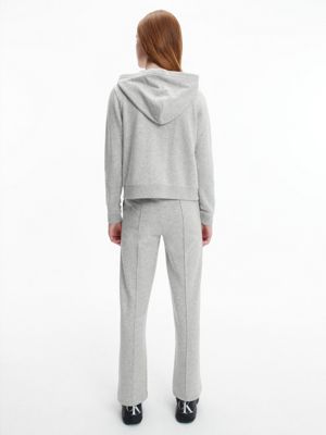 LIGHT GREY HEATHER Slim Zip Up Hoodie for girls CALVIN KLEIN JEANS
