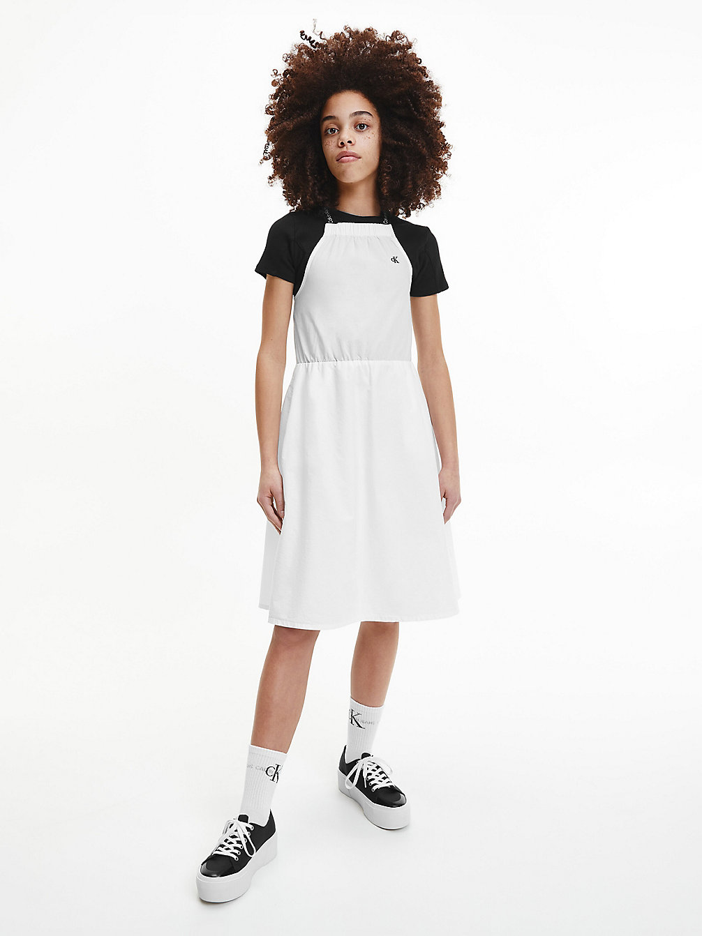 BRIGHT WHITE Logo Tape Midi Dress undefined girls Calvin Klein