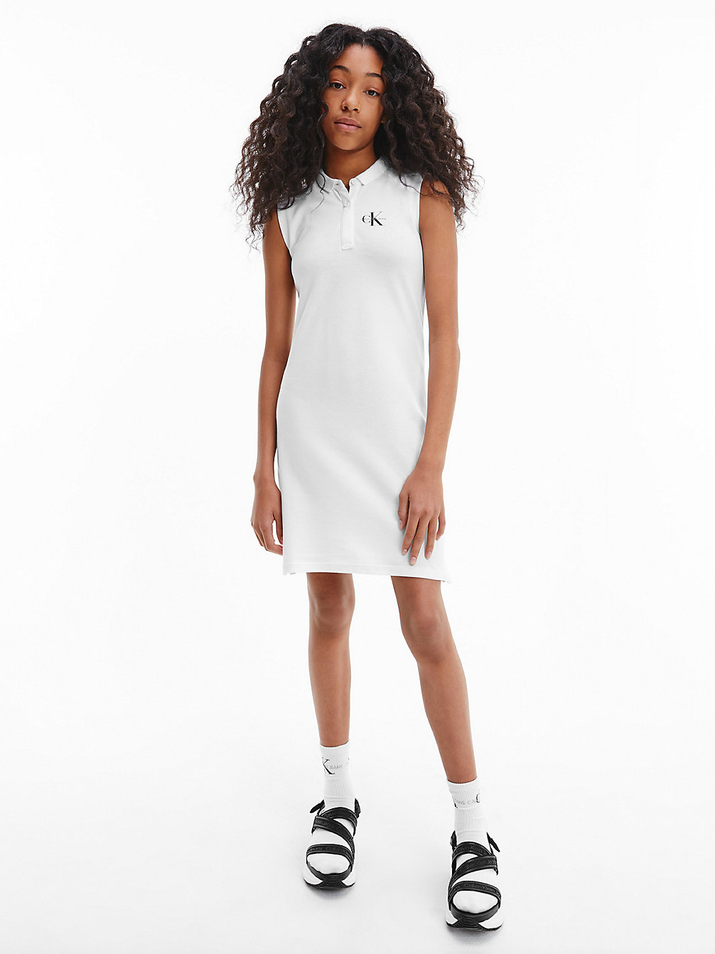 BRIGHT WHITE Sleeveless Polo Dress undefined girls Calvin Klein