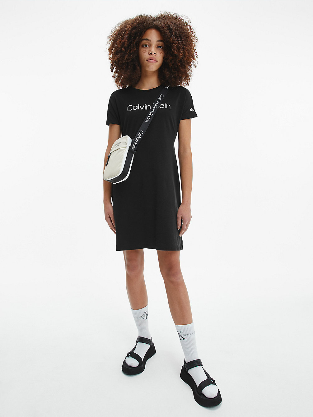 CK BLACK > Платье-футболка с логотипом цвета металлик > undefined девочки - Calvin Klein