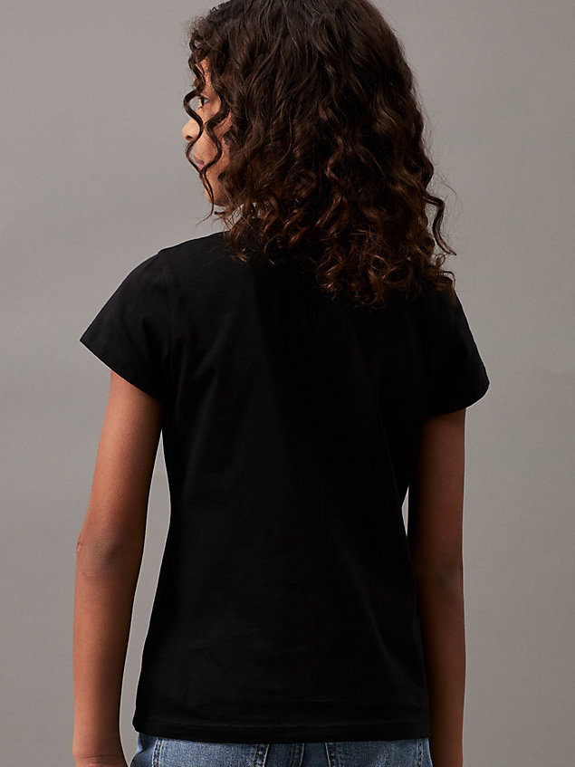 black slim t-shirt met logo voor meisjes - calvin klein jeans