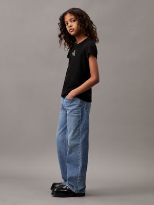 ck black logo t-shirt for girls calvin klein jeans