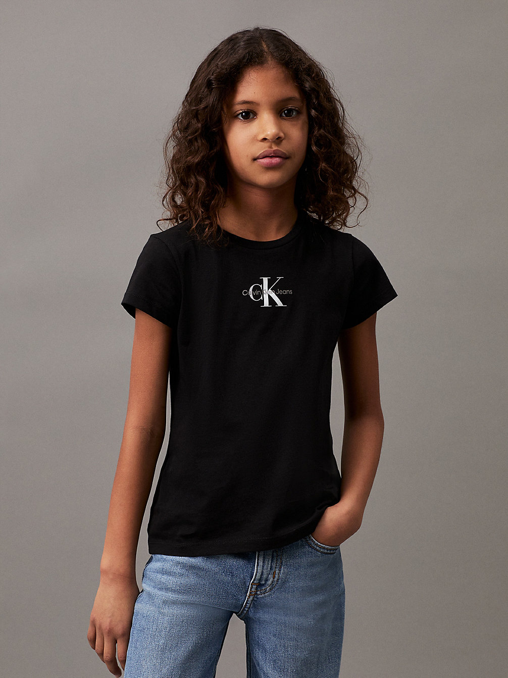 CK BLACK Schmales T-Shirt Aus Bio-Baumwolle undefined Maedchen Calvin Klein