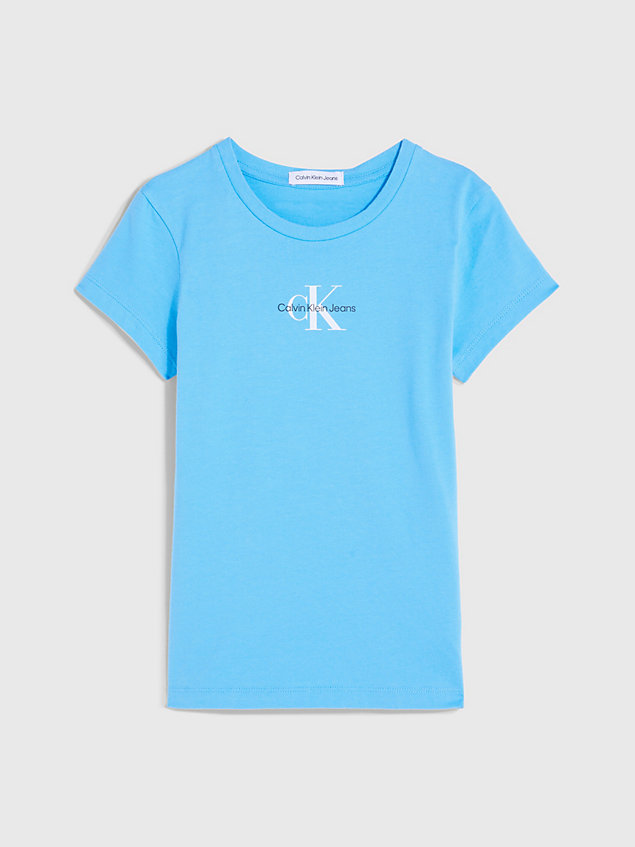 blue slim logo t-shirt for girls calvin klein jeans
