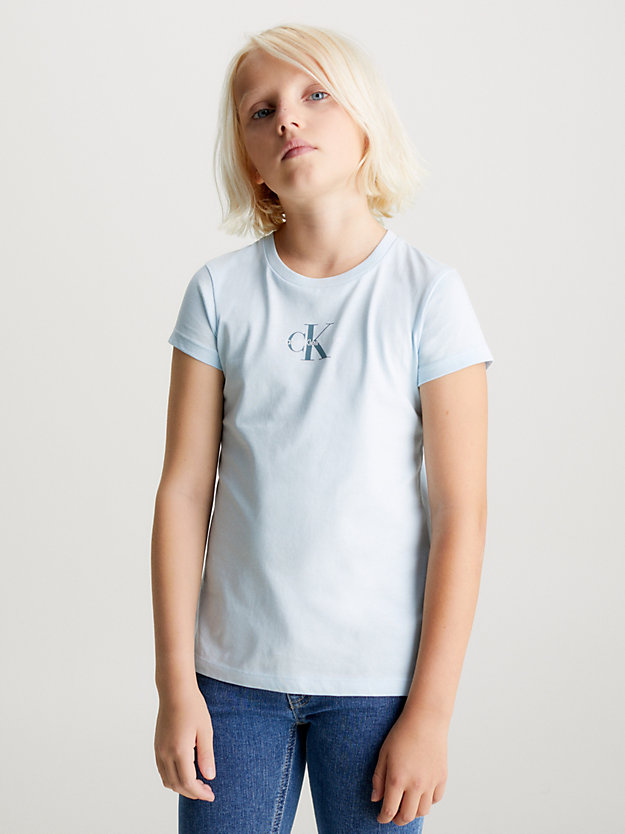 keepsake blue slim monogram t-shirt for girls calvin klein jeans
