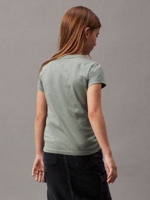 meteor green slim logo t-shirt for girls calvin klein jeans