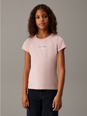 pink slim logo t-shirt for girls calvin klein jeans