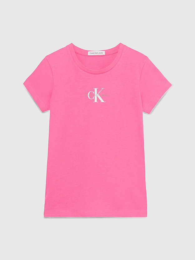 pink amour slim monogram t-shirt for girls calvin klein jeans