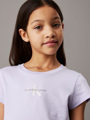 purple heather logo t-shirt for girls calvin klein jeans