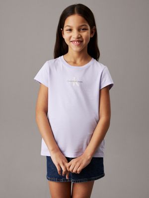 purple logo t-shirt for girls calvin klein jeans