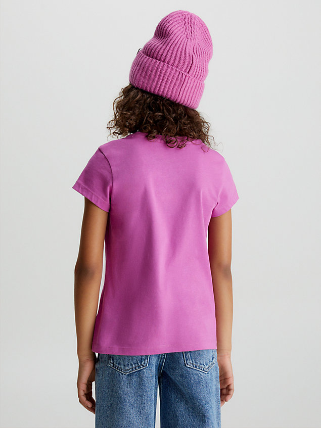 purple slim t-shirt met logo voor meisjes - calvin klein jeans