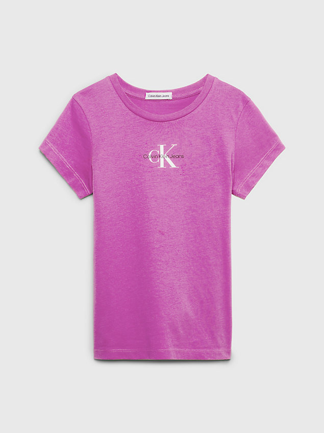 purple slim cotton t-shirt for girls calvin klein jeans