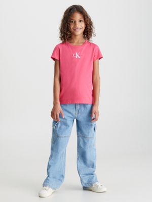 PINK FLASH Slim Organic Cotton T-shirt for girls CALVIN KLEIN JEANS
