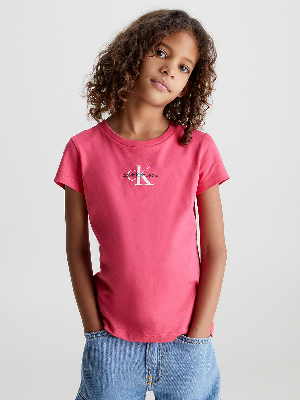 T-Shirt In Cotone Organico Slim > PINK FLASH > undefined bambina > Calvin Klein