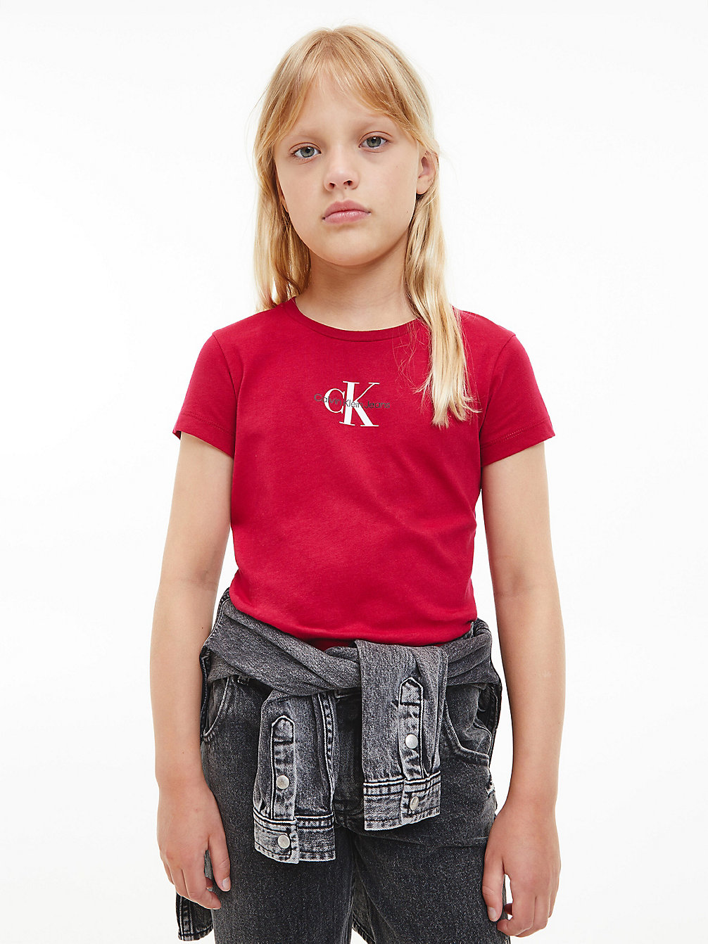 ROYAL BERRY > Wąski T-Shirt Z Bawełny Organicznej > undefined girls - Calvin Klein