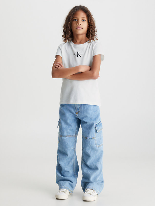 white slim t-shirt met logo voor meisjes - calvin klein jeans