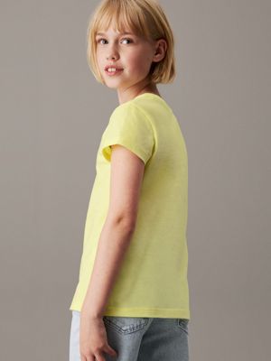 elfin yellow logo t-shirt for girls calvin klein jeans