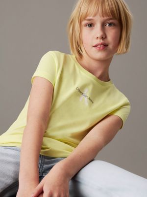 elfin yellow logo t-shirt for girls calvin klein jeans