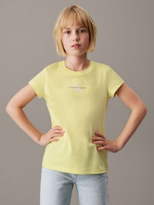 yellow logo t-shirt for girls calvin klein jeans