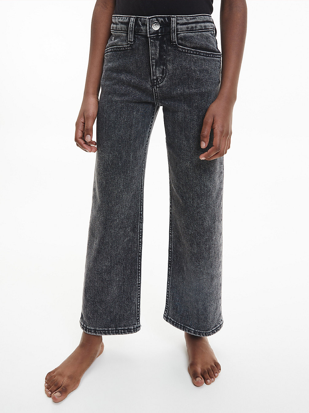 WASHED GREY High Rise Wide Leg Jeans undefined girls Calvin Klein