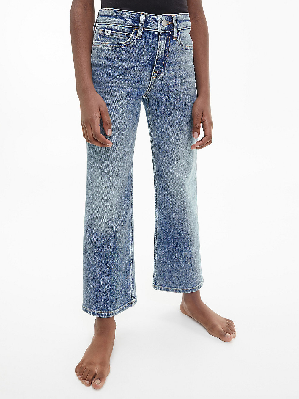 MID BLUE High Rise Wide Leg Jeans undefined girls Calvin Klein