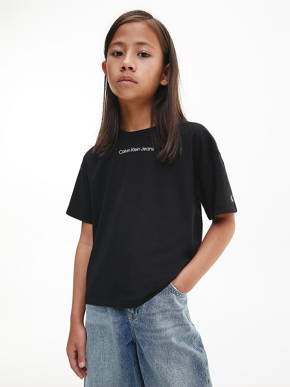 CK BLACK Kastiges T-Shirt Aus Bio-Baumwolle undefined Maedchen Calvin Klein