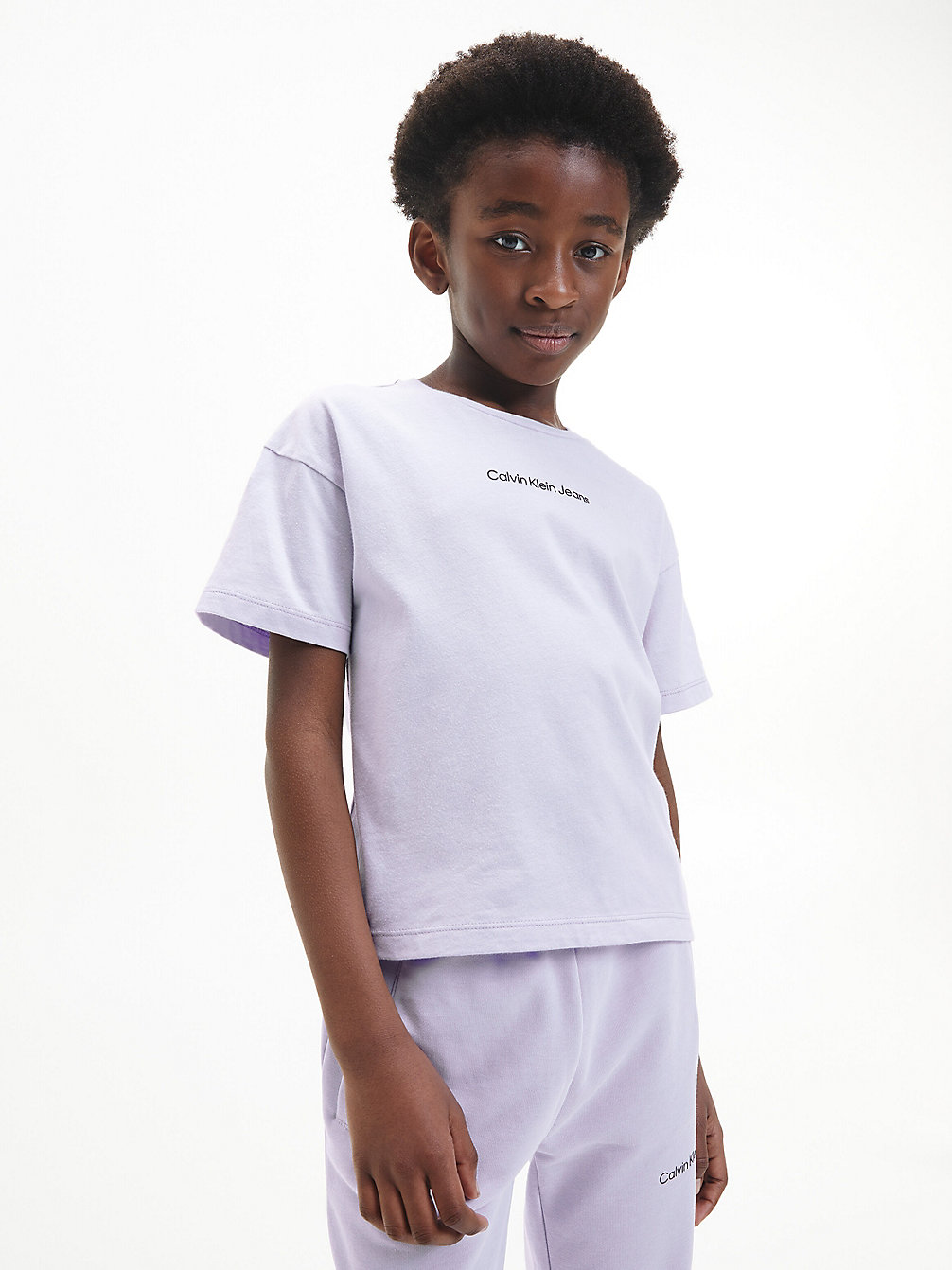LAVENDER ICE Organic Cotton Boxy T-Shirt undefined girls Calvin Klein