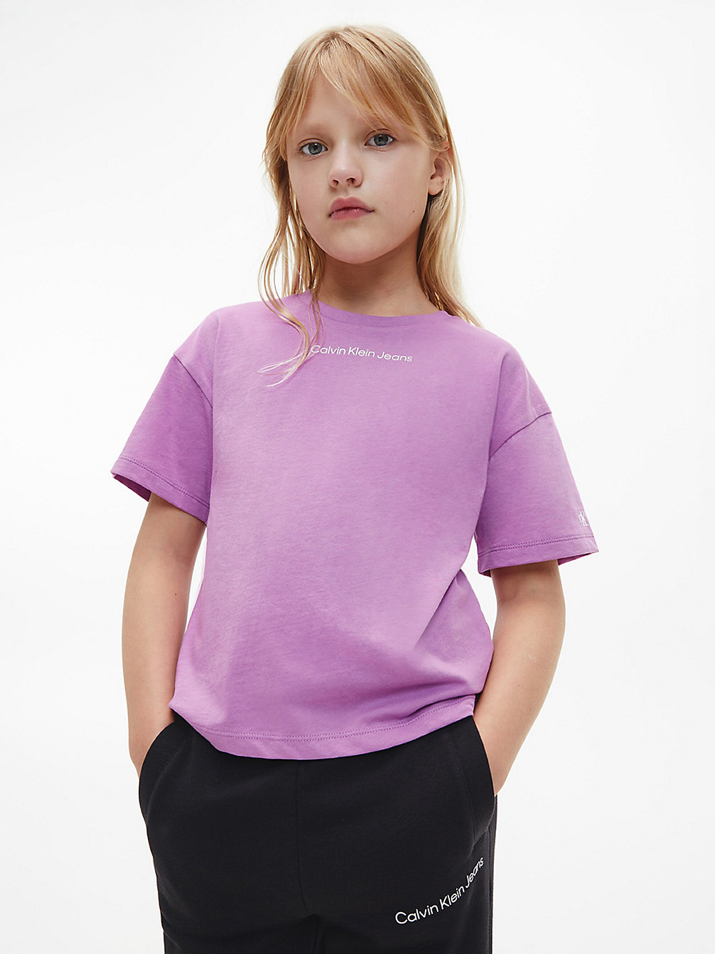 IRIS ORCHID Organic Cotton Boxy T-Shirt undefined girls Calvin Klein