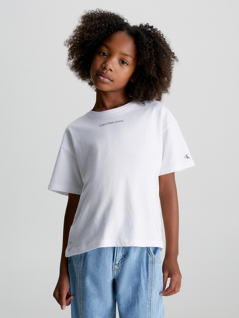 T-Shirt Dal Taglio Squadrato In Cotone Biologico > BRIGHT WHITE > undefined girls > Calvin Klein