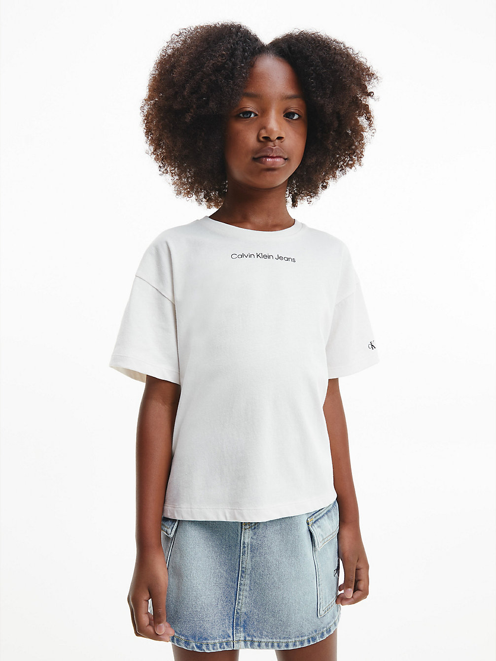 IVORY > Pudełkowy T-Shirt Z Bawełny Organicznej > undefined girls - Calvin Klein