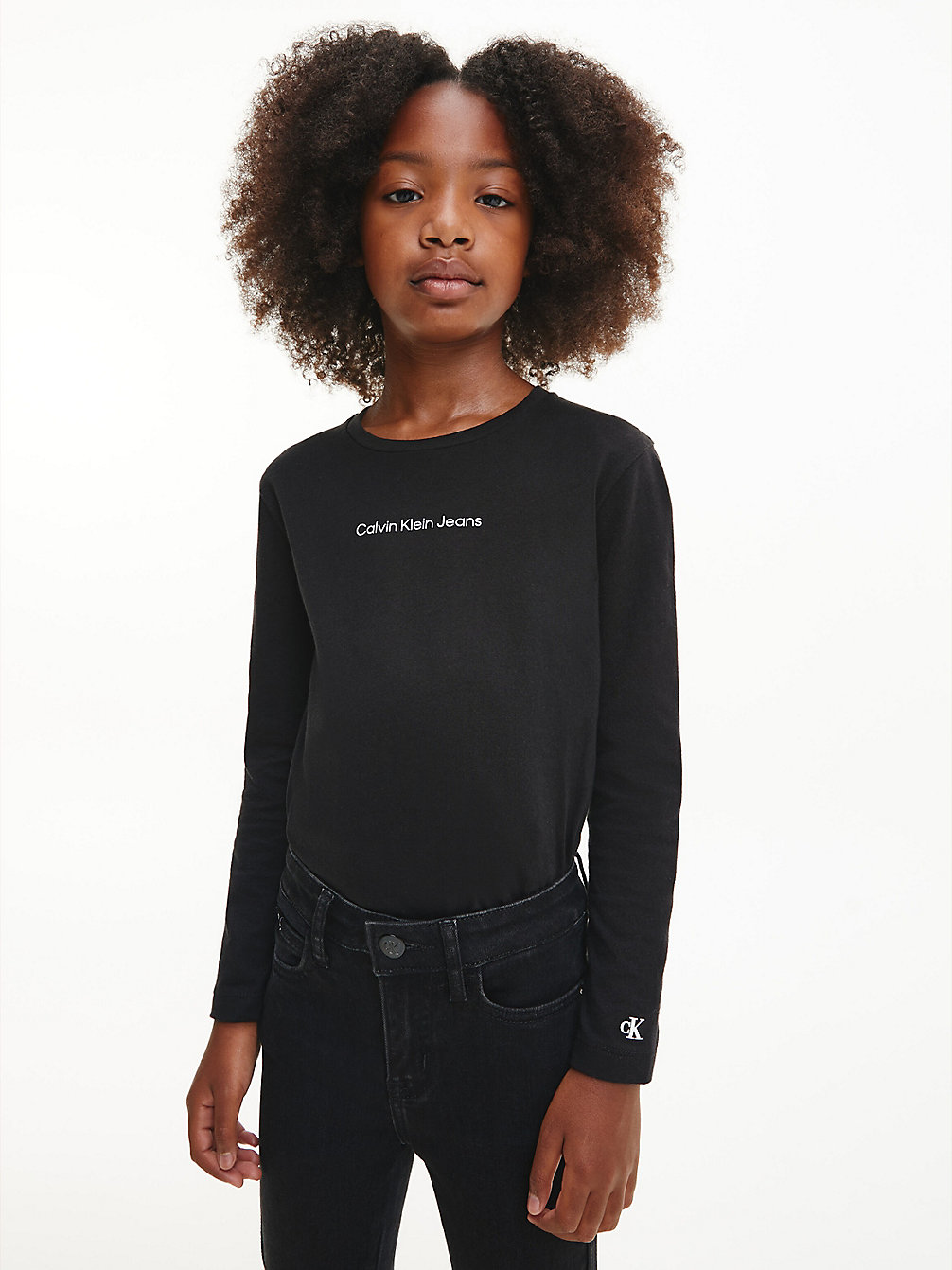 CK BLACK Organic Cotton Long Sleeve T-Shirt undefined girls Calvin Klein