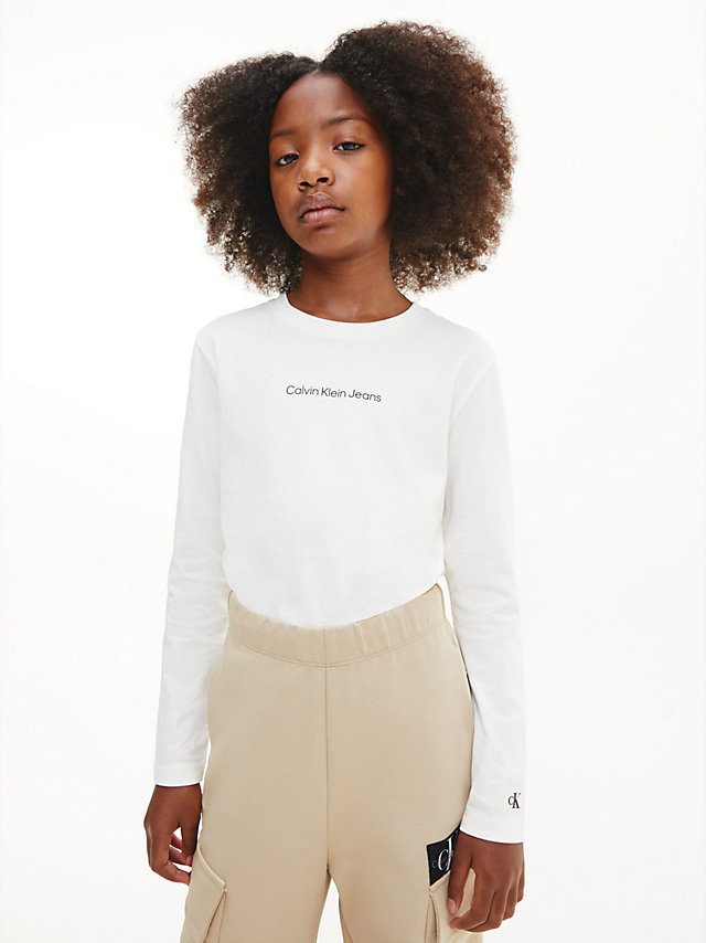 Ivory Organic Cotton Long Sleeve T-Shirt undefined girls Calvin Klein