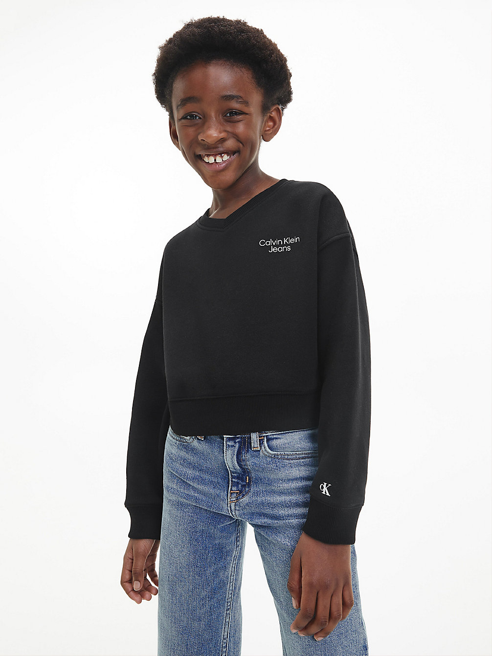 CK BLACK V-Neck Cropped Sweatshirt undefined girls Calvin Klein