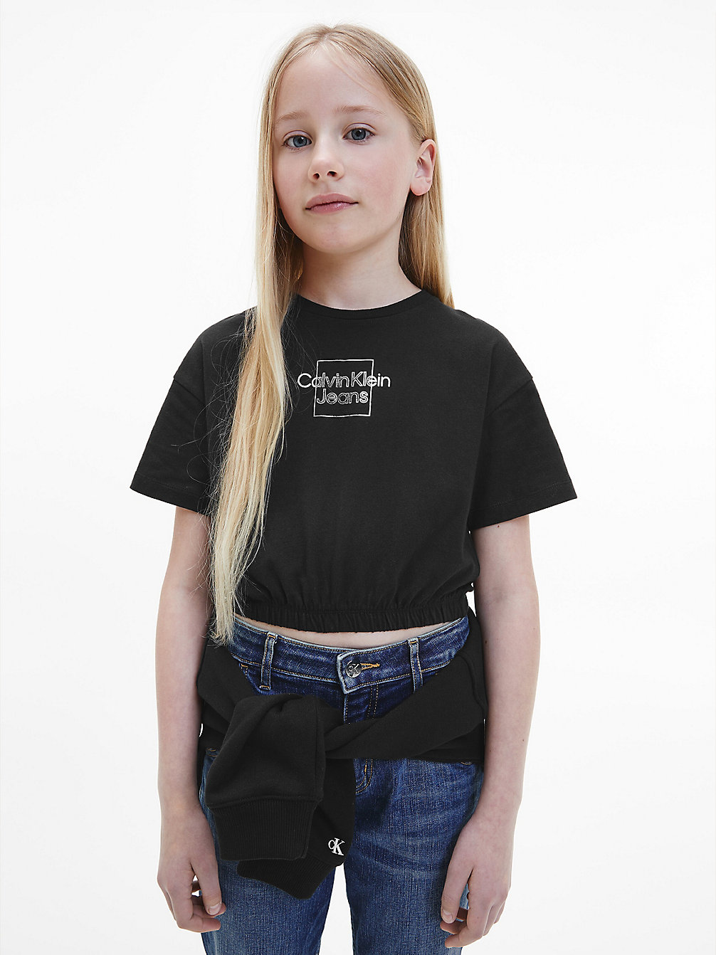 CK BLACK Organic Cotton Cropped T-Shirt undefined girls Calvin Klein