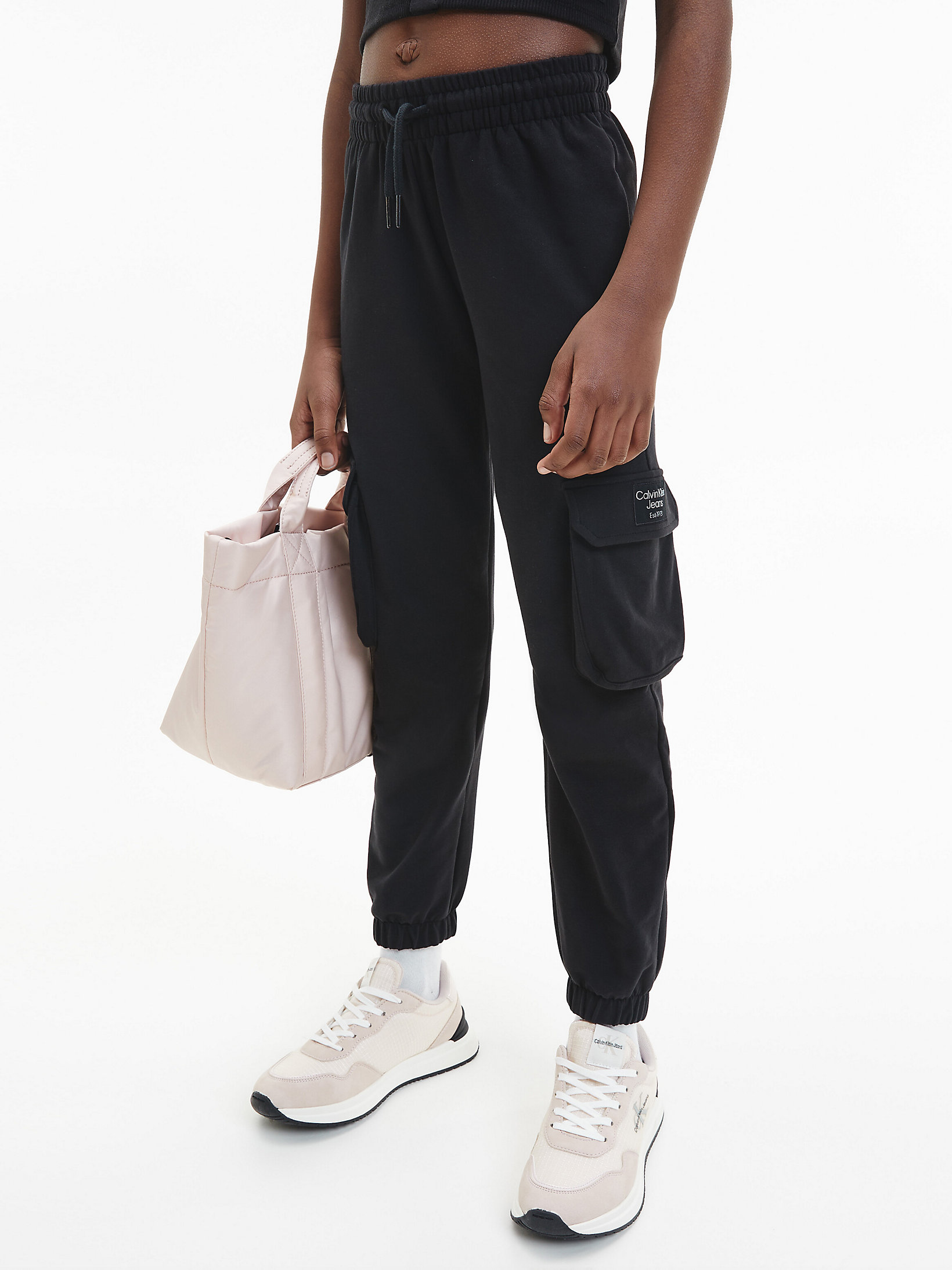 CK Black Relaxed Cargo Joggers undefined girls Calvin Klein