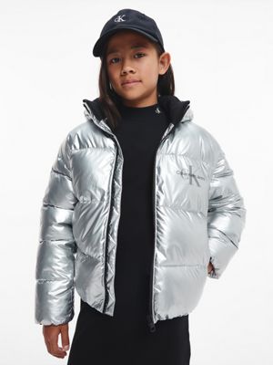  omkeerbaar metallic pufferjack voor meisjes - calvin klein jeans