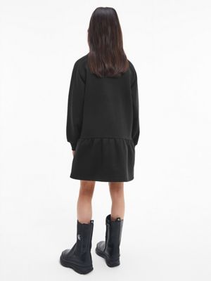 CK BLACK Recycled Polyester Flared Logo Dress for girls CALVIN KLEIN JEANS