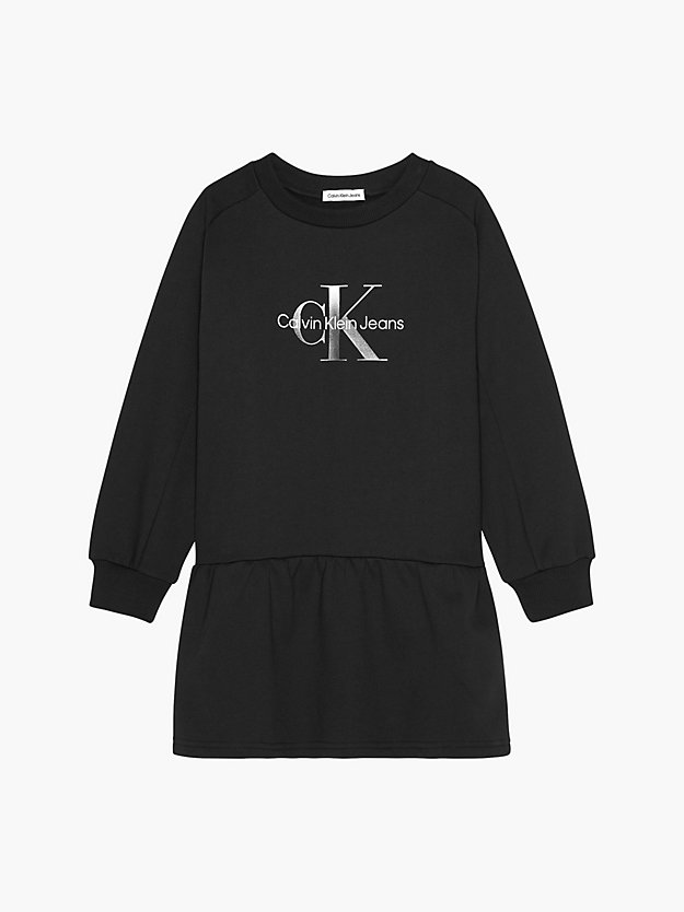 CK BLACK Recycled Polyester Flared Logo Dress for girls CALVIN KLEIN JEANS