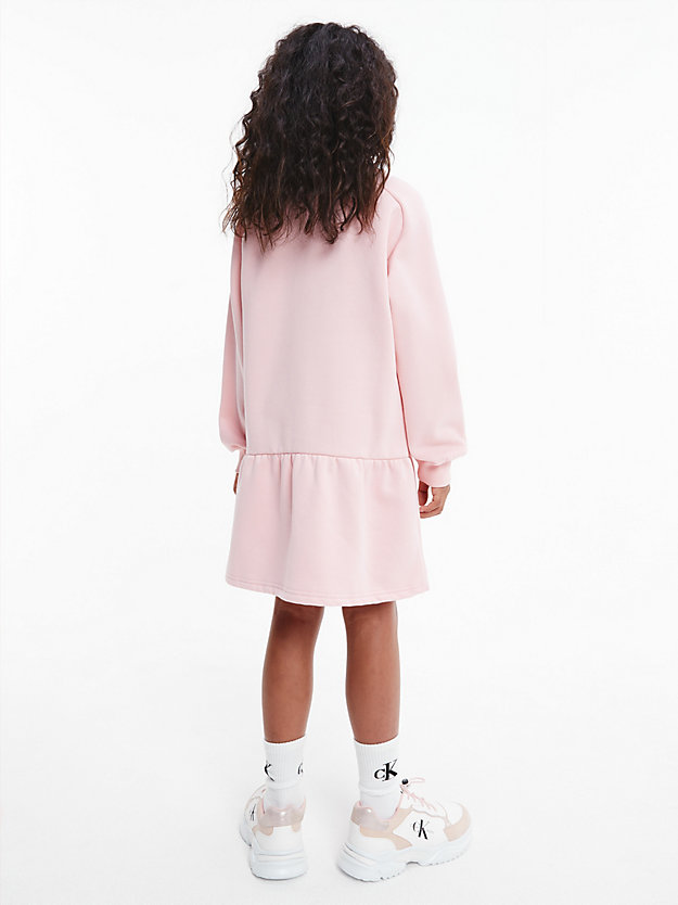 PINK BLUSH Recycled Polyester Flared Logo Dress for girls CALVIN KLEIN JEANS