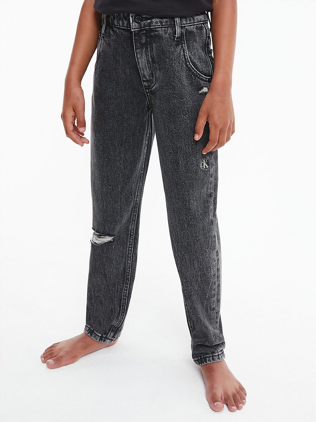 WASHED STONE GREY BLACK Jean Relaxed Barrel Leg undefined filles Calvin Klein