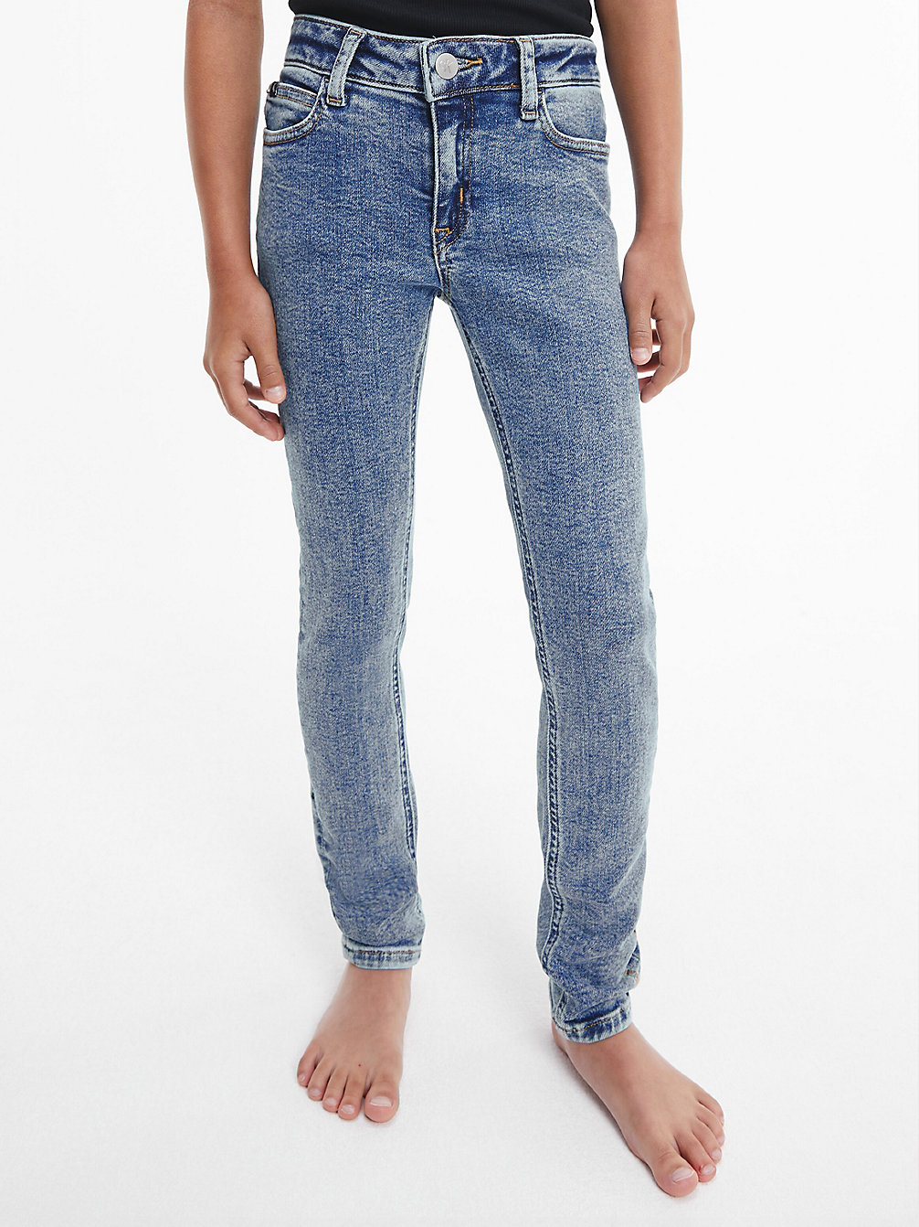 STONE WASH MID BLUE Mid Rise Skinny Jeans undefined girls Calvin Klein