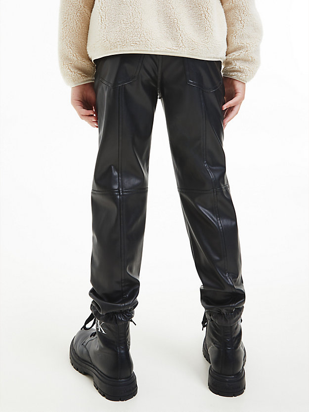 CK BLACK Faux Leather Joggers for girls CALVIN KLEIN JEANS
