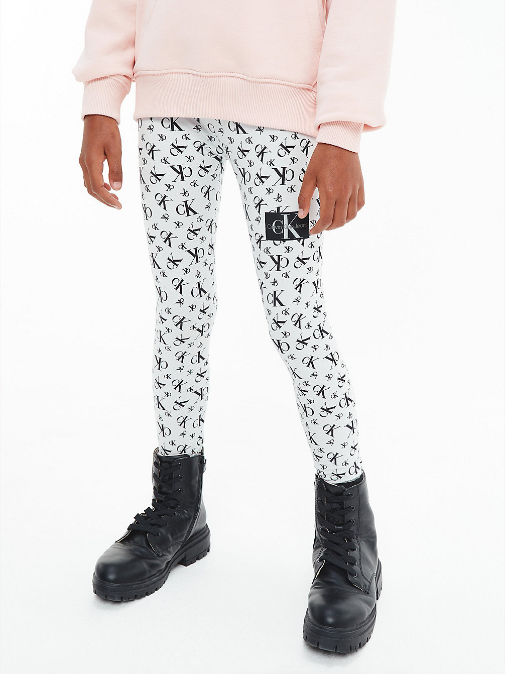 MONOGRAM AOP GREY/ BLACK Logo-Leggings undefined girls Calvin Klein
