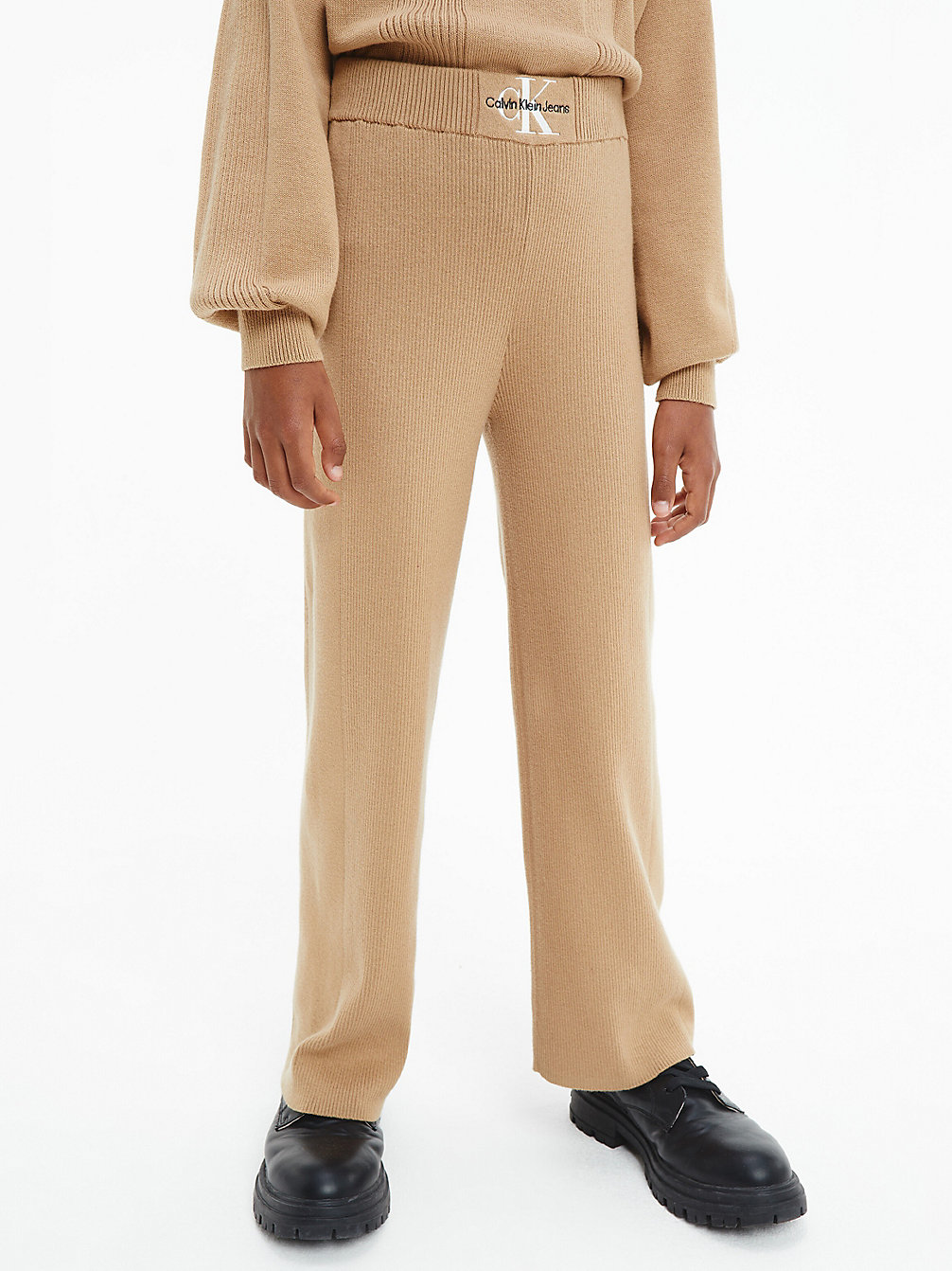 TIMELESS CAMEL > Spodnie Z Dzianiny Ściągaczowej Z Bawełny Organicznej > undefined Dziewczynki - Calvin Klein