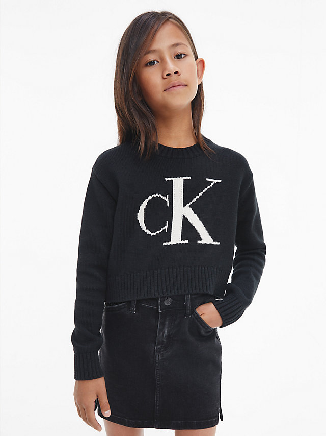 CK Black Organic Cotton Logo Jumper undefined girls Calvin Klein