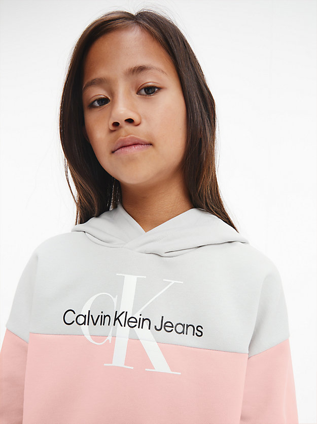 PINK BLUSH Bluza z kapturem z logo w kolorowe bloki dla Dziewczynki CALVIN KLEIN JEANS