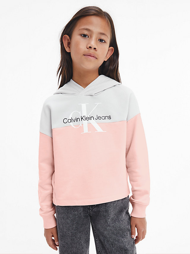 Pink Blush Colourblock Logo Hoodie undefined girls Calvin Klein