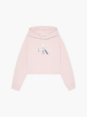 calvin klein cropped hoodie pink