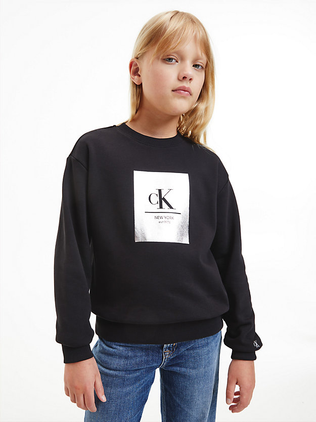 CK BLACK Bluza z logo dla Dziewczynki CALVIN KLEIN JEANS