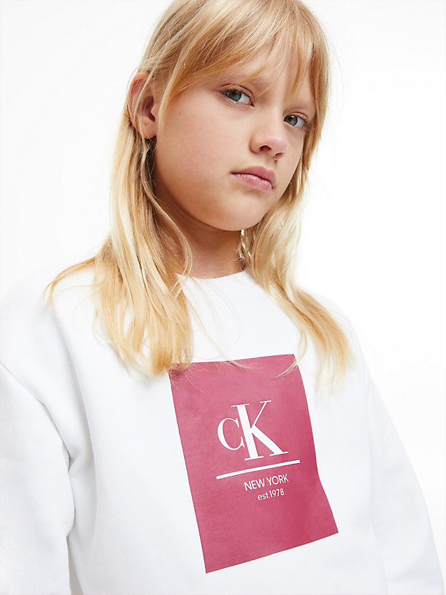 BRIGHT WHITE Bluza z logo dla Dziewczynki CALVIN KLEIN JEANS